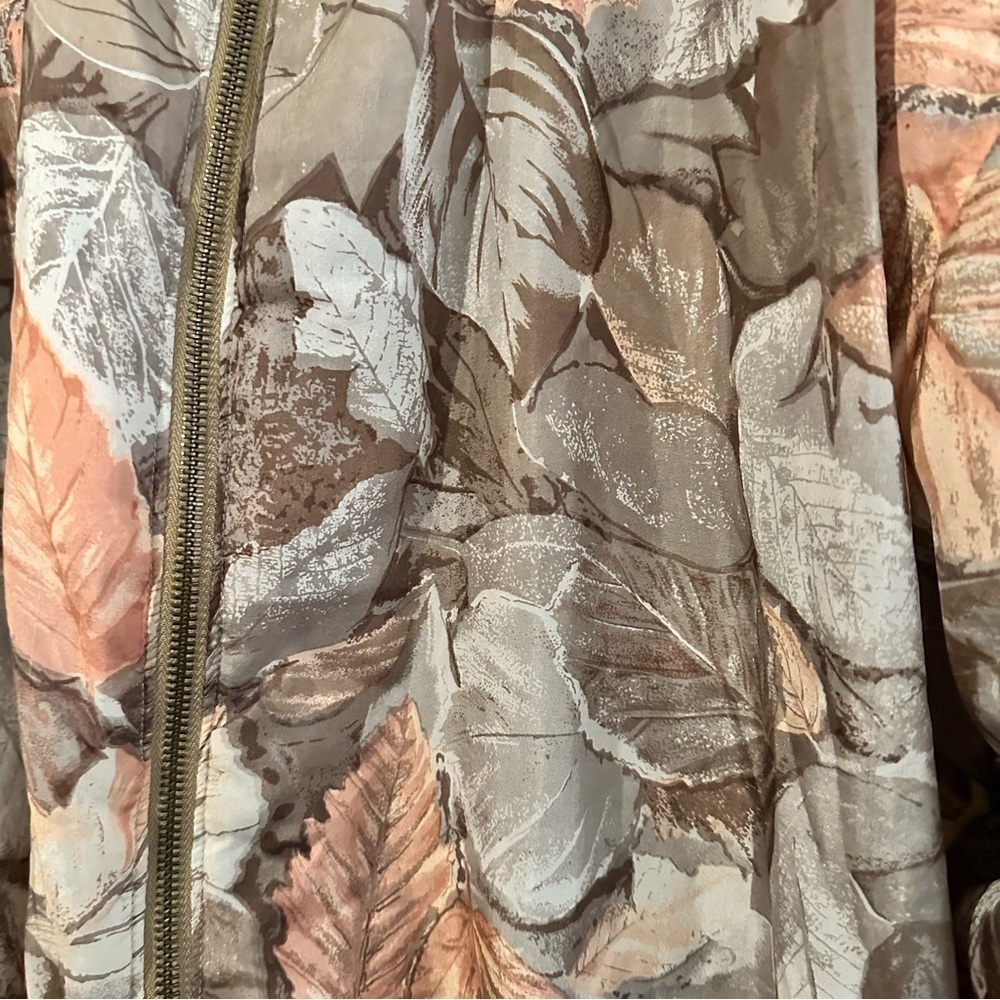 CASUAL CORNER Vintage Silk Bomber Jacket Autumn Fall Camo Foliage Print Sz M - Picture 4 of 9